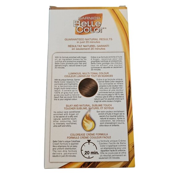 Garnier Belle Color Permanent Hair Dye Light Brown 60 With Argan & Wheat Germ Oi - Picture 4 of 8